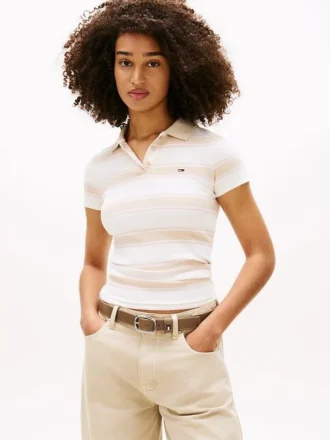 Koszulka polo Tommy Jeans o dopasowanym kroju z dzianiny prążkowanej
