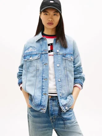Kurtka dżinsowa Tommy Jeans w stylu postarzanym