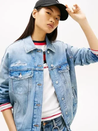 Kurtka dżinsowa Tommy Jeans w stylu postarzanym