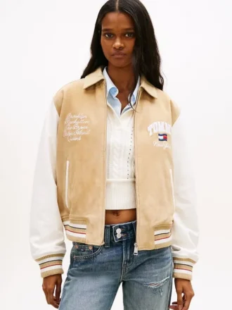 Kurtka Tommy Jeans z zamszu w stylu varsity