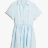 Lniana mini sukienka koszulowa