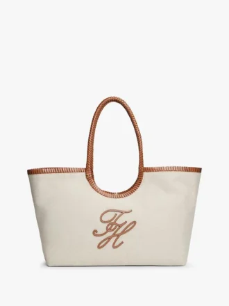 Lniana torba typu maxi z monogramem Lniana torba typu maxi z monogramem