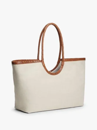 Lniana torba typu maxi z monogramem Lniana torba typu maxi z monogramem