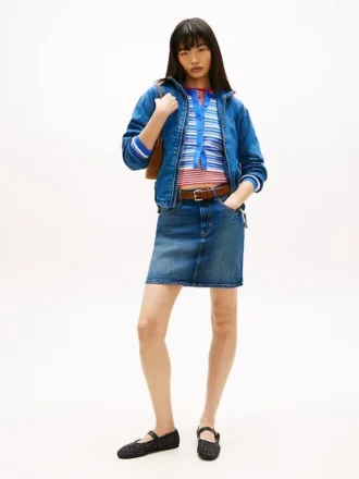 Mini spódniczka jeansowa Tommy Jeans z wysokim stanem