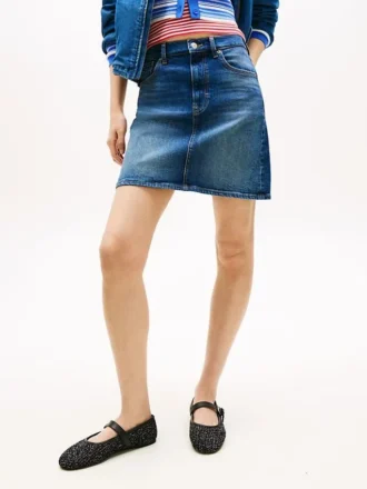 Mini spódniczka jeansowa Tommy Jeans z wysokim stanem