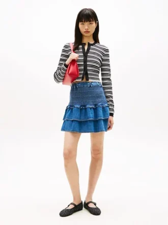 Mini spódniczka z warstwami z tkaniny chambray marki Tommy Jeans