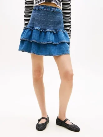 Mini spódniczka z warstwami z tkaniny chambray marki Tommy Jeans