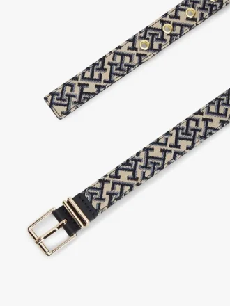 Pasek z monogramem w stylu żakardowym