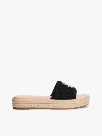 Sandały typu espadryle z haftowanym monogramem
