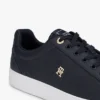 Skórzane trampki z monogramem na obcasie Skórzane trampki z monogramem na obcasie
