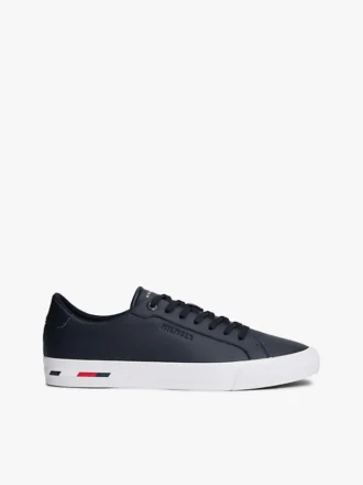 Sneakersy z wulkanizowanej skóry z paskiem w barwy flagi