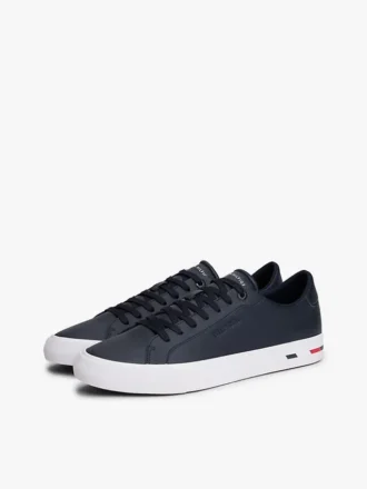 Sneakersy z wulkanizowanej skóry z paskiem w barwy flagi