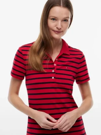 Sukienka polo w paski z elastycznego piké
