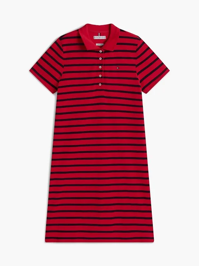 Sukienka polo w paski z elastycznego piké Sukienka polo w paski z elastycznego piké