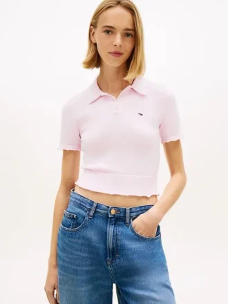 Sweter polo Tommy Jeans z wykończeniem w stylu „lettuce-trim”