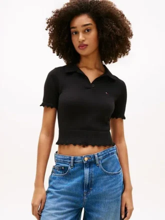 Sweter polo Tommy Jeans z wykończeniem w stylu „lettuce-trim”