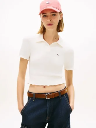 Sweter polo Tommy Jeans z wykończeniem w stylu „lettuce-trim”