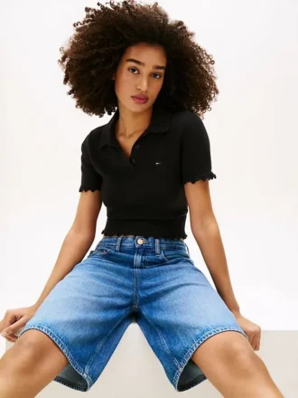 Sweter polo Tommy Jeans z wykończeniem w stylu „lettuce-trim”