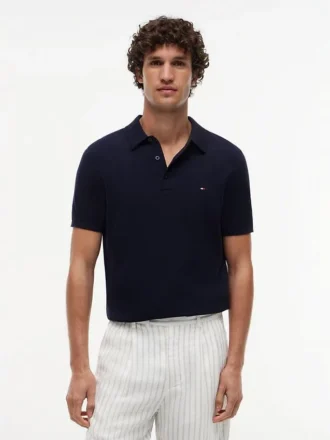 Sweter polo z krótkim rękawem