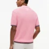 Sweter polo z krótkim rękawem i splotem warkoczowym