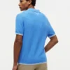 Sweter polo z krótkim rękawem i splotem warkoczowym Sweter polo z krótkim rękawem i splotem warkoczowym