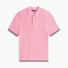 Sweter polo z krótkim rękawem i splotem warkoczowym