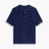 Sweter polo z krótkim rękawem i splotem warkoczowym Sweter polo z krótkim rękawem i splotem warkoczowym