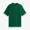 Sweter polo z krótkim rękawem i splotem warkoczowym Sweter polo z krótkim rękawem i splotem warkoczowym