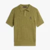 Sweter polo z krótkim rękawem i splotem warkoczowym