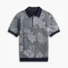 Sweter polo z krótkim rękawem i tropikalnym nadrukiem Sweter polo z krótkim rękawem i tropikalnym nadrukiem