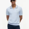 Sweter polo z krótkim rękawem i wykończeniem Sweter polo z krótkim rękawem i wykończeniem