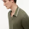 Sweter polo z krótkim rękawem i wykończeniem Sweter polo z krótkim rękawem i wykończeniem