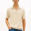 Sweter polo z krótkim rękawem o fakturze waflowej