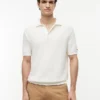 Sweter polo z krótkim rękawem o fakturze waflowej Sweter polo z krótkim rękawem o fakturze waflowej