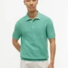 Sweter polo z krótkim rękawem o fakturze waflowej Sweter polo z krótkim rękawem o fakturze waflowej