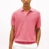 Sweter polo z krótkim rękawem o fakturze waflowej Sweter polo z krótkim rękawem o fakturze waflowej