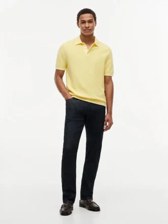 Sweter polo z krótkim rękawem o fakturze waflowej