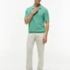 Sweter polo z krótkim rękawem o fakturze waflowej Sweter polo z krótkim rękawem o fakturze waflowej