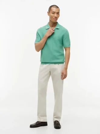 Sweter polo z krótkim rękawem o fakturze waflowej