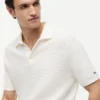 Sweter polo z krótkim rękawem o fakturze waflowej Sweter polo z krótkim rękawem o fakturze waflowej