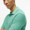 Sweter polo z krótkim rękawem o fakturze waflowej Sweter polo z krótkim rękawem o fakturze waflowej