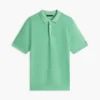 Sweter polo z krótkim rękawem o fakturze waflowej Sweter polo z krótkim rękawem o fakturze waflowej
