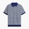 Sweter polo z krótkim rękawem w paski o fakturze waflowej