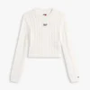 Sweter Tommy Jeans z napisem i splotem warkoczowym Sweter Tommy Jeans z napisem i splotem warkoczowym