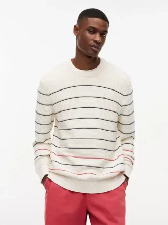 Sweter w paski Tommy Jeans o kroju slim fit