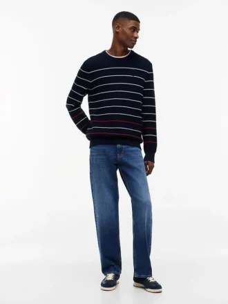Sweter w paski Tommy Jeans o kroju slim fit