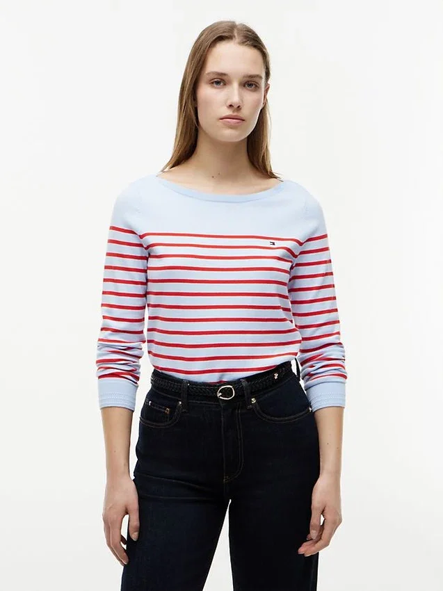 Sweter w paski z dekoltem w łódkę Sweter w paski z dekoltem w łódkę