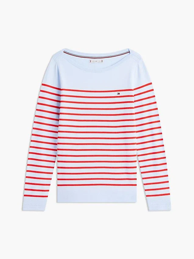Sweter w paski z dekoltem w łódkę Sweter w paski z dekoltem w łódkę