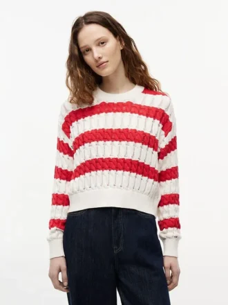 Sweter w paski z dzianiny typu cable knit marki Tommy Jeans