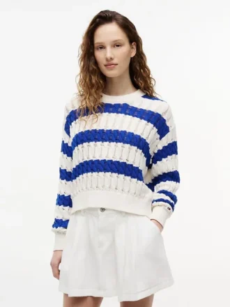 Sweter w paski z dzianiny typu cable knit marki Tommy Jeans